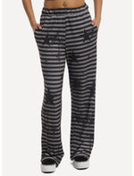 Black & Grey Stripe Grunge Star Sweatpants - US 5813