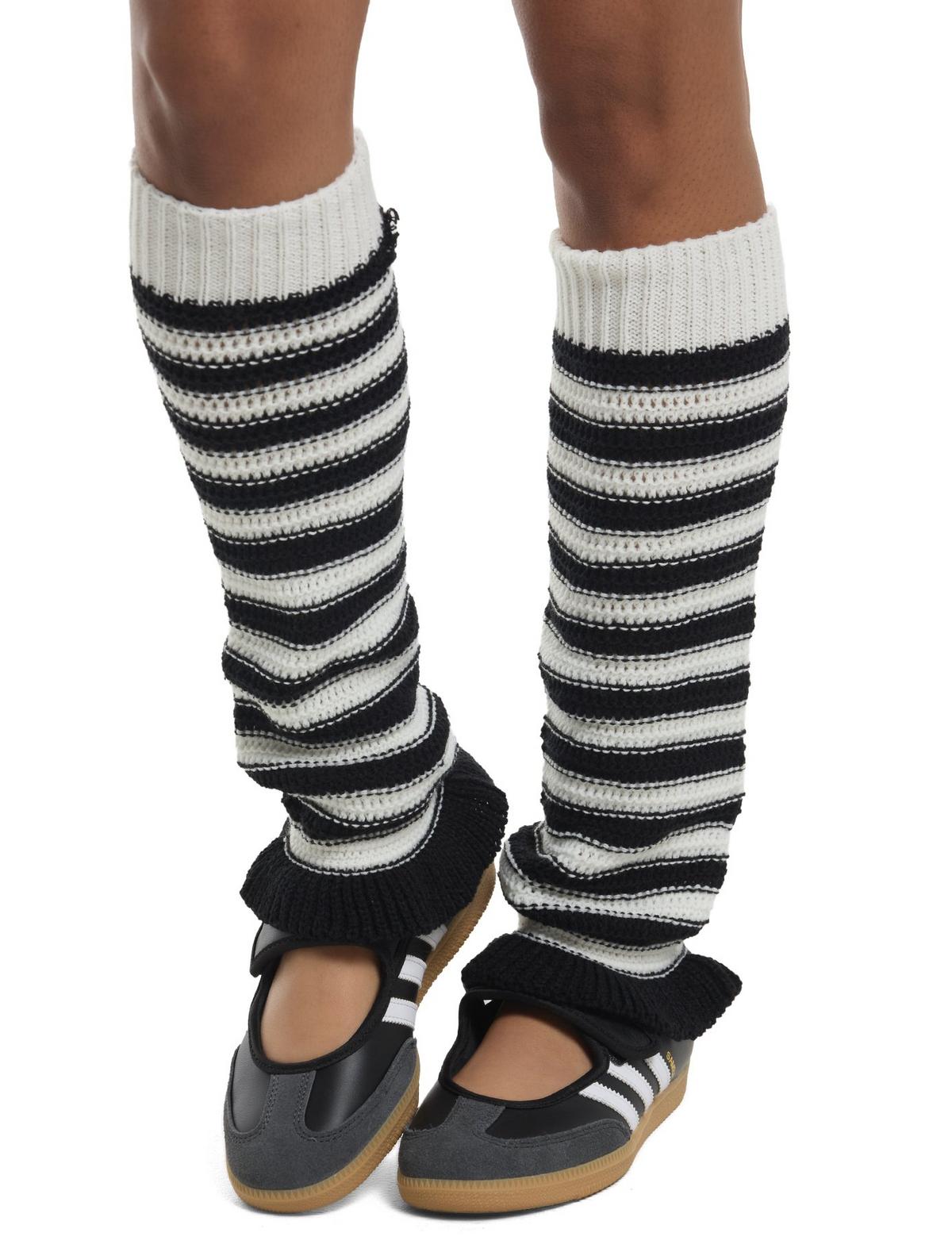 Black & White Stripe Leg Warmers - US 7135