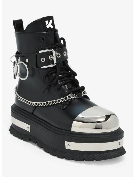 Koi Metal Hardware Platform Combat Boots - US 3448