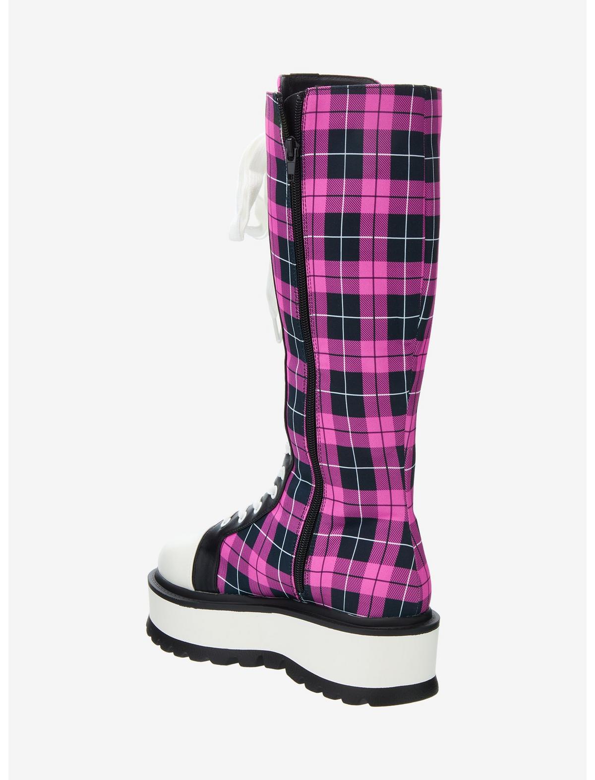 Koi Pink Plaid Irrelevant Platform Boots - US 2129