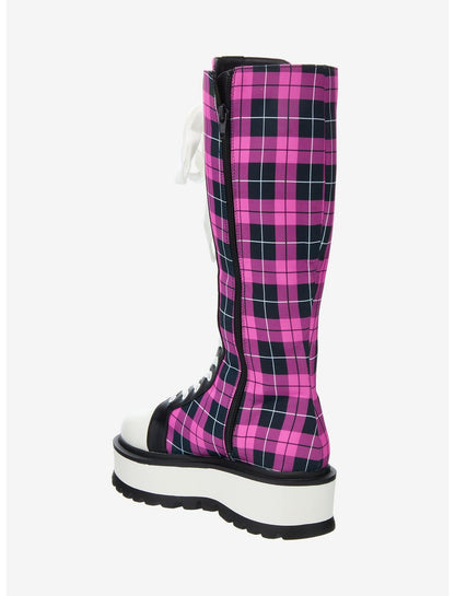 Koi Pink Plaid Irrelevant Platform Boots - US 2129