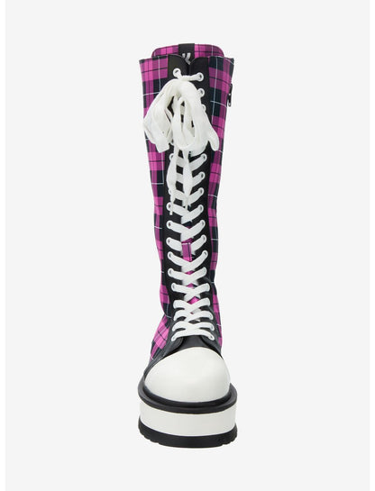 Koi Pink Plaid Irrelevant Platform Boots - US 2129
