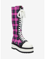 Koi Pink Plaid Irrelevant Platform Boots - US 2129