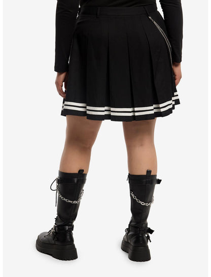 Black & White Varsity Stripe Skirt With Chain Plus Size - US 5082