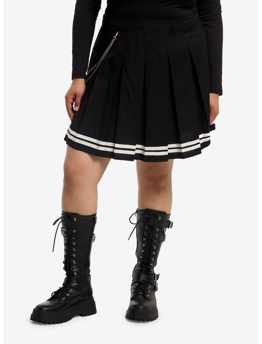 Black & White Varsity Stripe Skirt With Chain Plus Size - US 5082