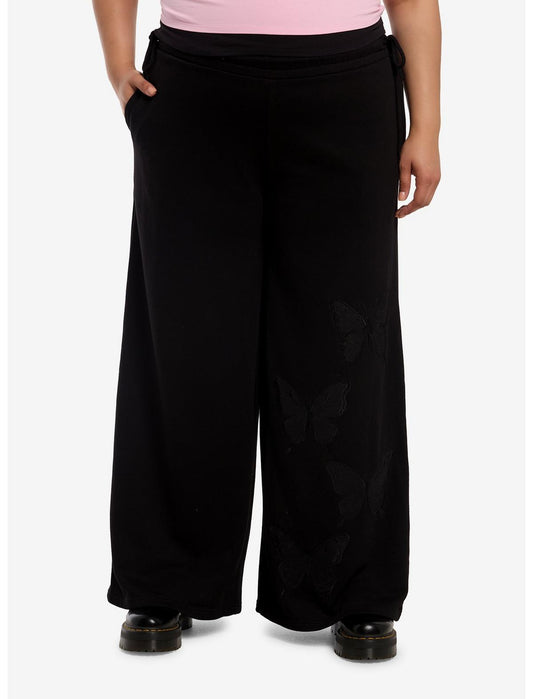Cosmic Aura Black Butterfly Girls Wide Leg Lounge Pants Plus Size - US 6283