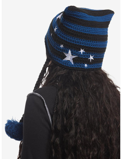 Coraline Stripe Subtle Ear Tassel Beanie - US 4001