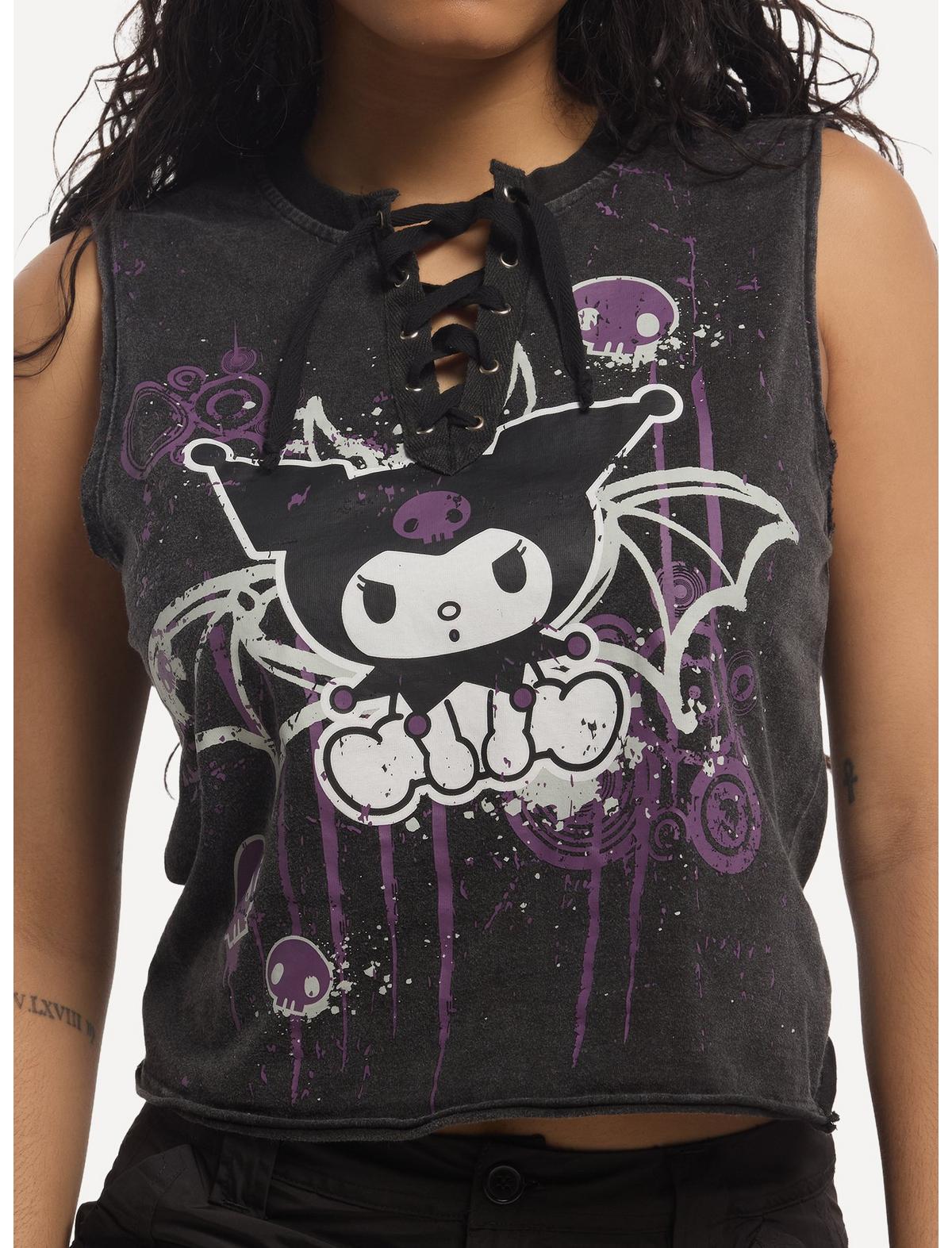 Kuromi Bat Lace-Up Girls Muscle Tank Top - US 0133
