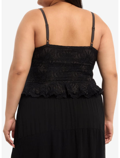 Cosmic Aura Black & Grey Lace Girls Cami Plus Size - US 2990