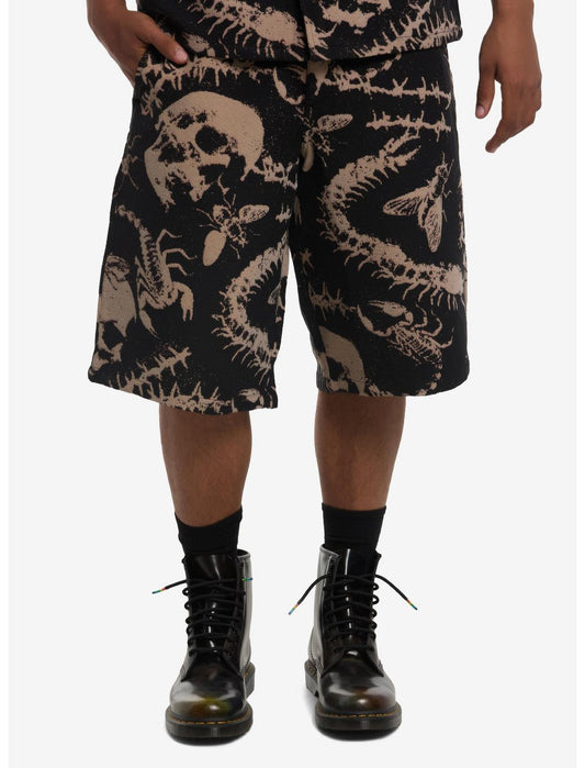 Insect & Skull Tapestry Shorts - US 9205