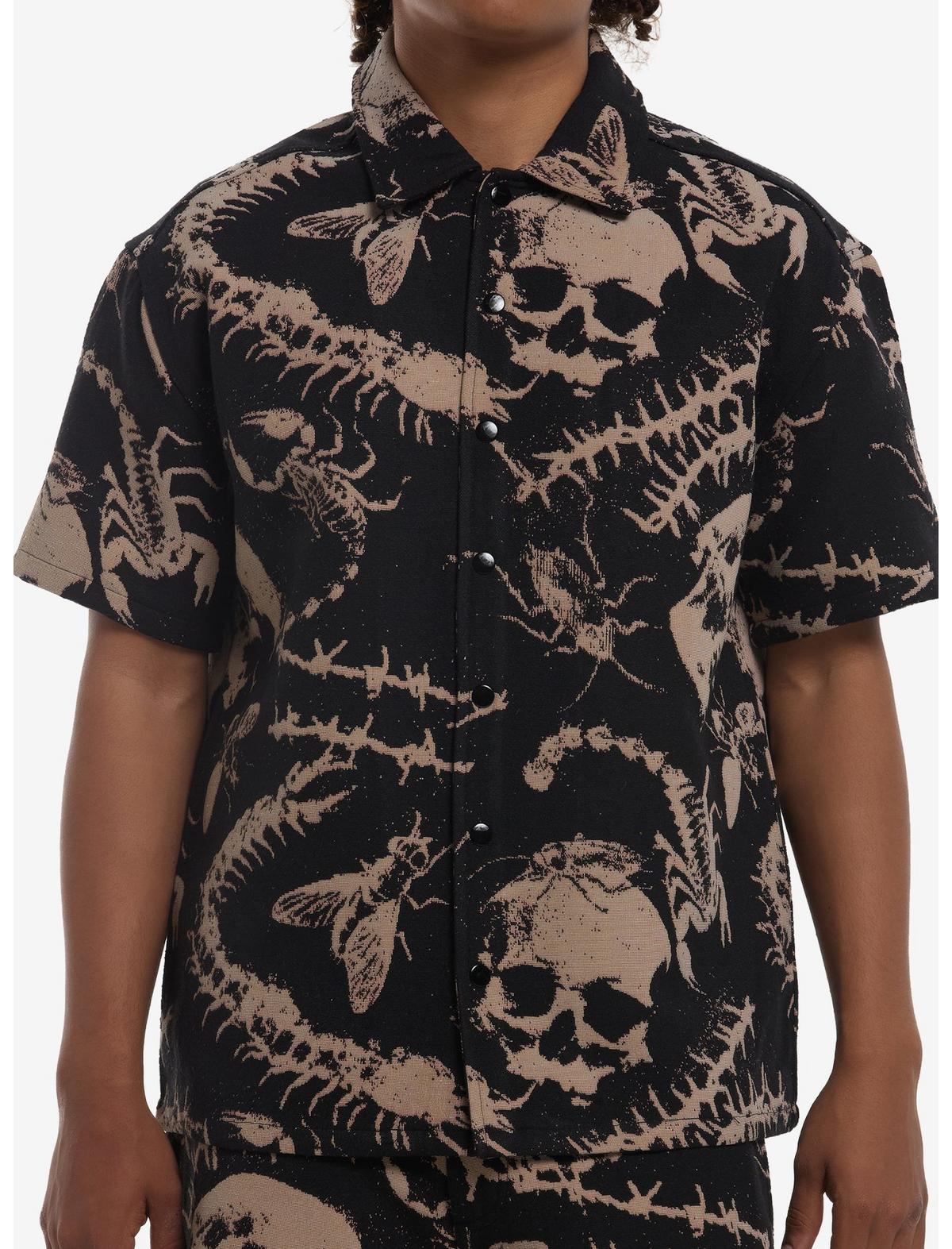 Insect & Skull Tapestry Woven Button-Up - US 1641