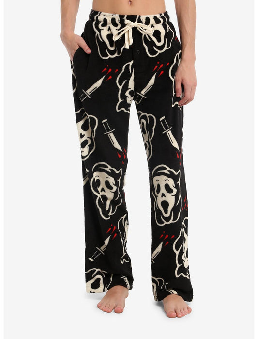 Ghost Face Mask Fuzzy Pajama Pants - US 2644
