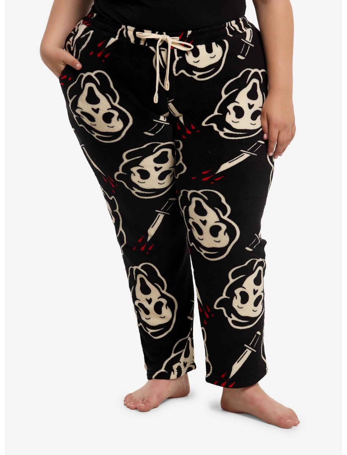 Ghost Face Mask Fuzzy Pajama Pants Plus Size - US 0497