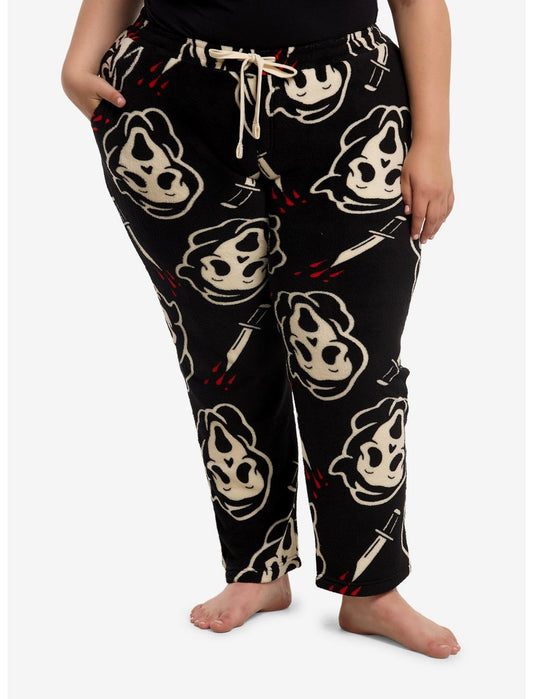 Ghost Face Mask Fuzzy Pajama Pants Plus Size - US 0497