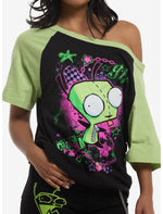 Invader Zim GIR Graffiti Girls Off-Shoulder T-Shirt - US 3766