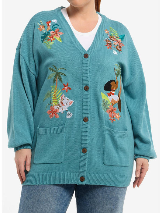 Disney Moana Embroidered Girls Cardigan Plus Size - US 7140