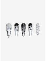 Chrome Spiderweb Drip Spike Press-On Nail Set - US 8624