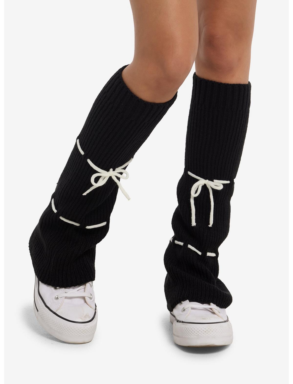 Black & White Tie Flare Leg Warmers - US 2980