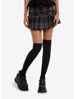 Grey Plaid Buckle Pleated Mini Skirt - US 5492