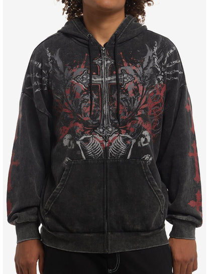 Cross Skeleton Filigree Hoodie - US 5583