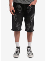 Flaming Skull Rhinestone Jorts - US 0060