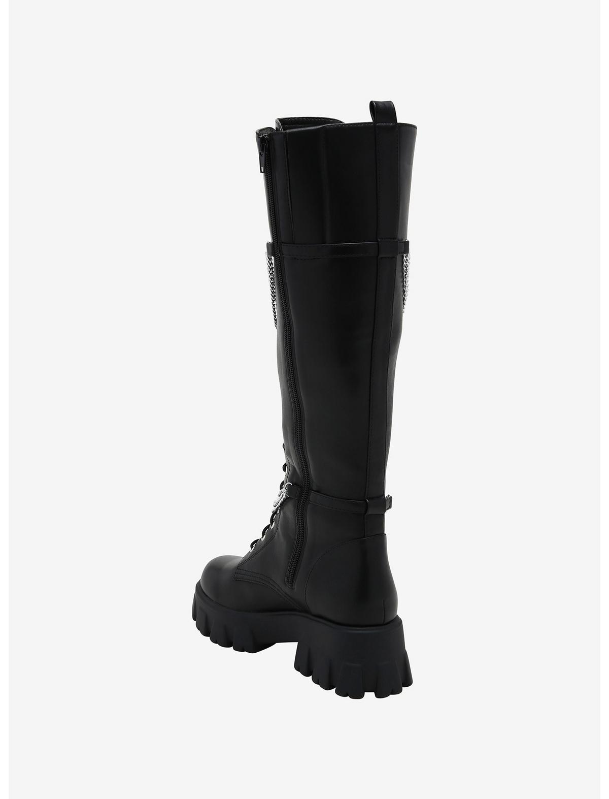 Black Chains Platform Knee-High Boots - US 8631