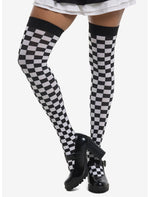 Black & White Checkered Thigh Highs - US 7291