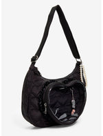 Black Quilted Heart Trinket Display Crossbody Bag - US 9567