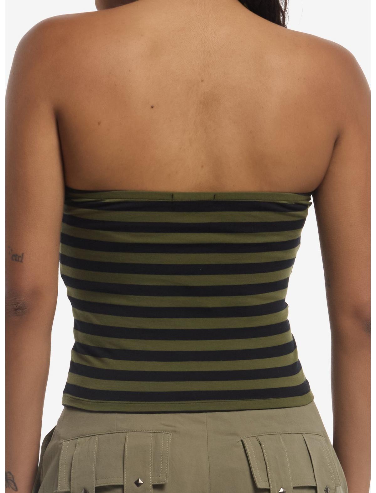 Black & Green Stripe Star Girls Halter Top - US 5214