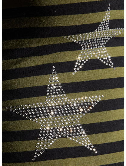 Black & Green Stripe Star Girls Halter Top - US 5214