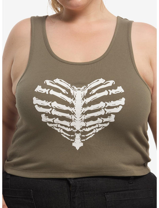 Heart Rib Cage Crop Girls Tank Top Plus Size - US 2625