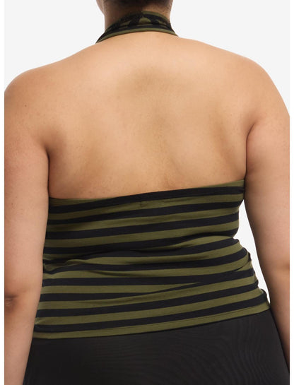 Black & Green Stripe Star Girls Halter Top Plus Size - US 7700