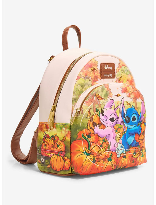 Loungefly Disney Stitch & Angel Pumpkin Patch Mini Backpack - US 2388