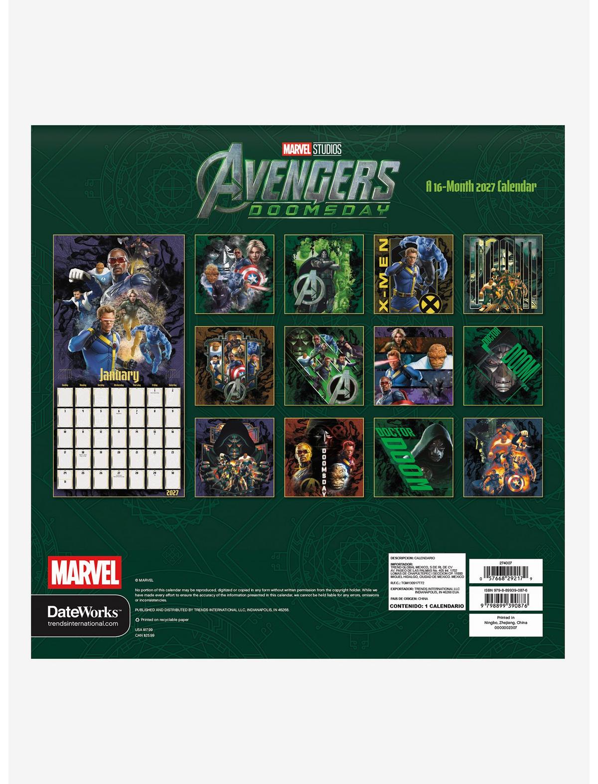 Marvel Avengers: Doomsday 2027 16-Month Calendar - US 1334