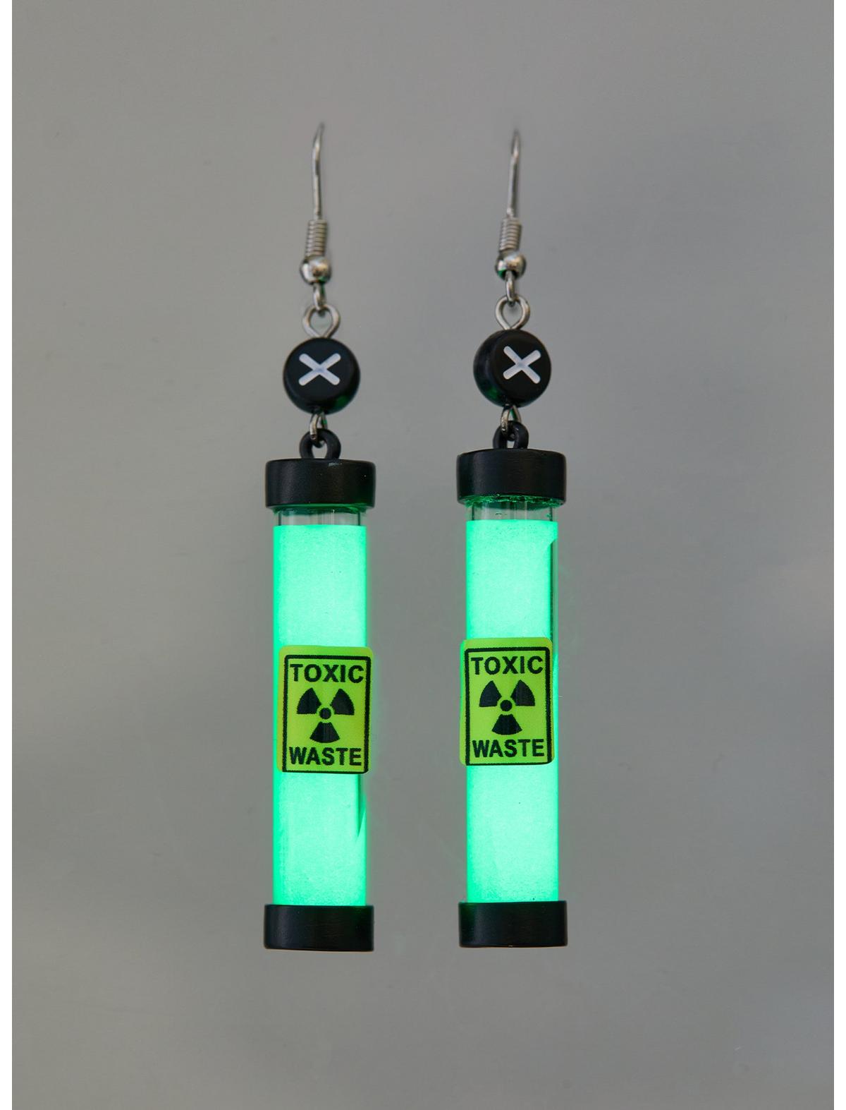 Black & Green Biohazard Glow-In-The-Dark Earring Set - US 3618