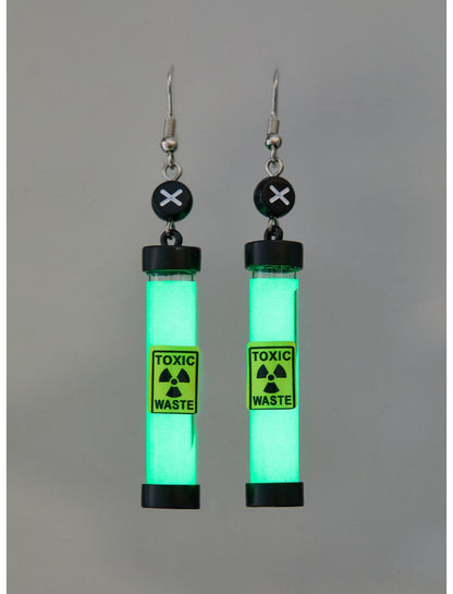 Black & Green Biohazard Glow-In-The-Dark Earring Set - US 3618