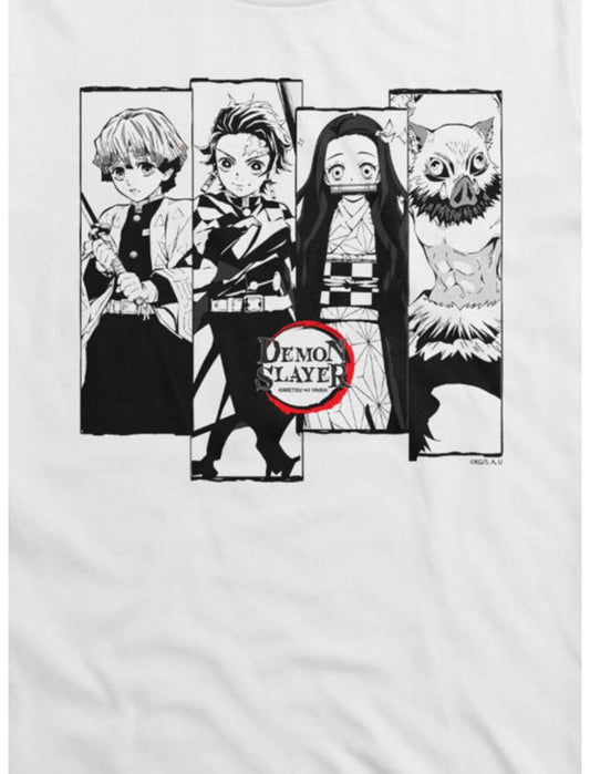 Demon Slayer Black And White Panels T-Shirt - US 6252