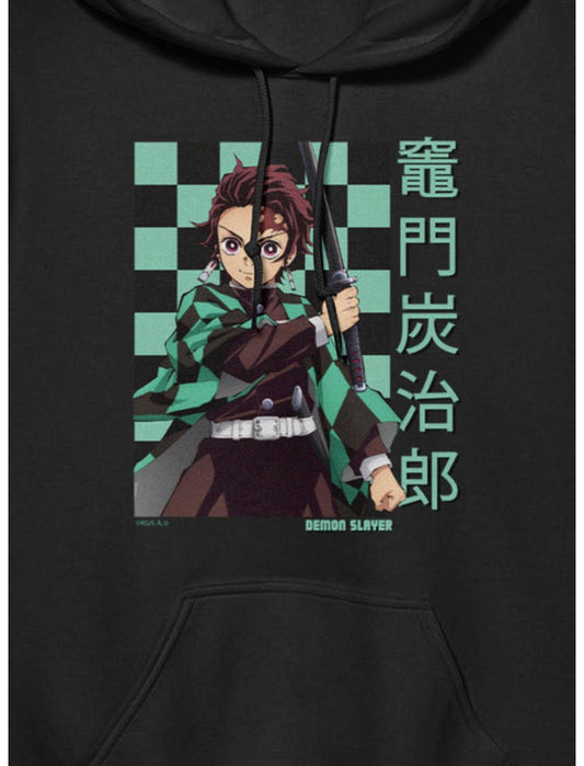 Demon Slayer Checkered Tanjiro Portrait Hoodie - US 9208