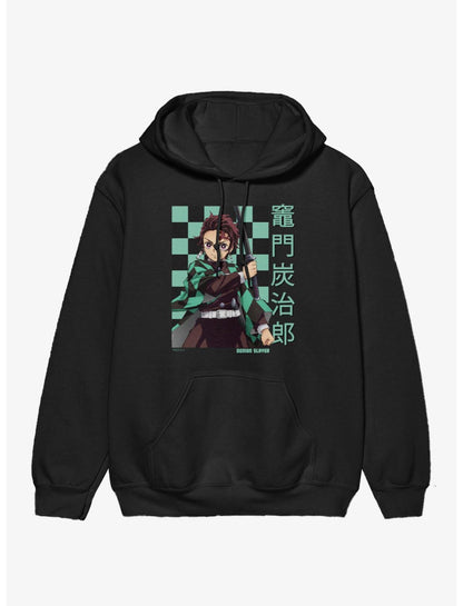 Demon Slayer Checkered Tanjiro Portrait Hoodie - US 9208