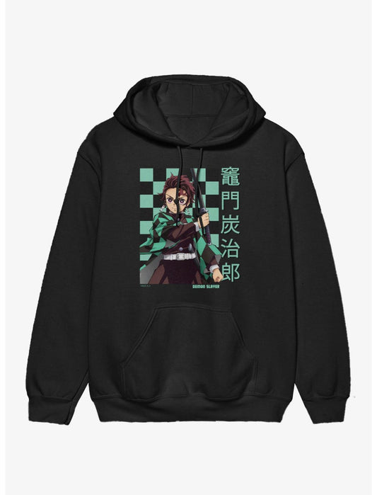 Demon Slayer Checkered Tanjiro Portrait Hoodie - US 9208