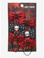 Emo Print Skull Bows Hair Clip Set - US 4007