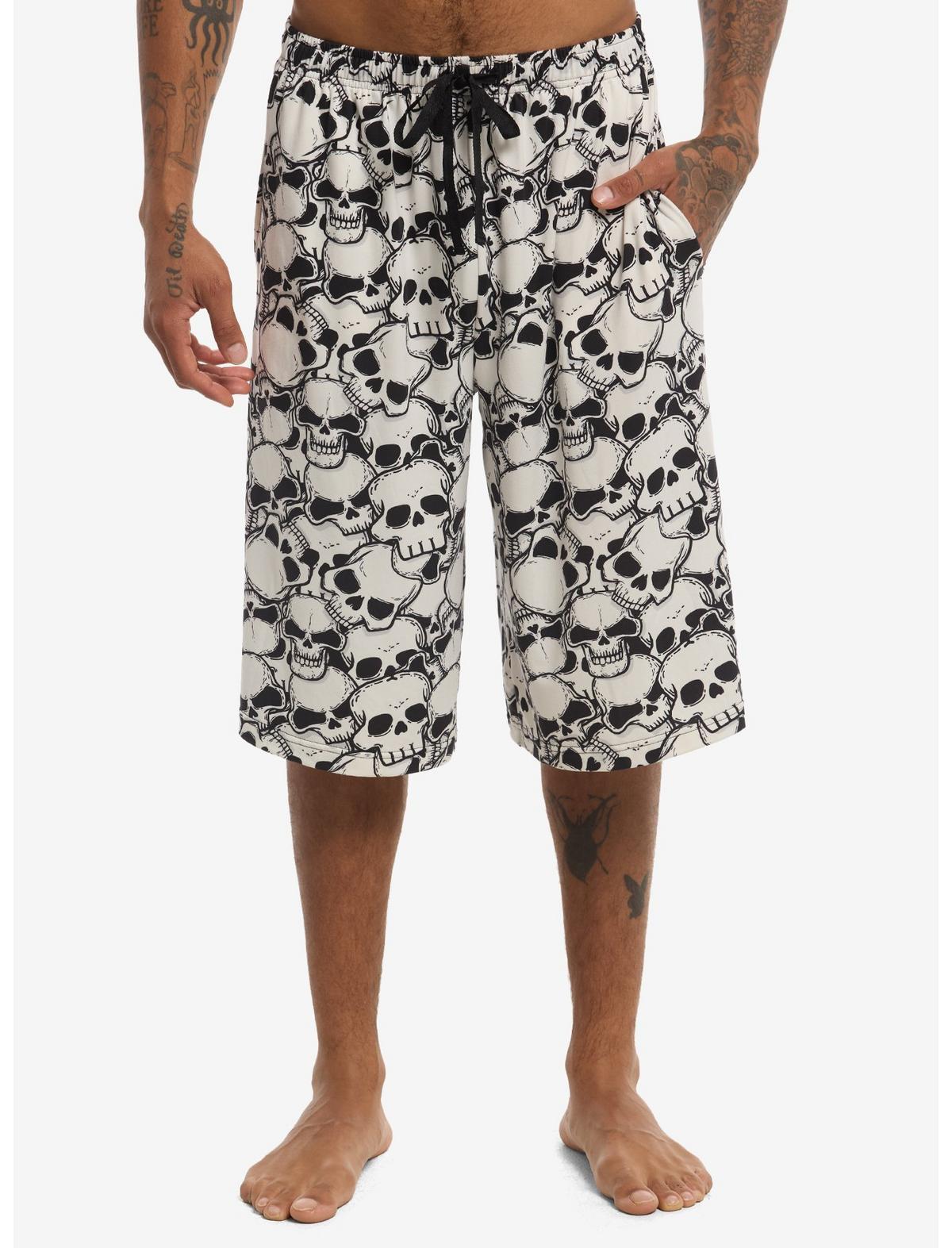 Black & White Skull Lounge Jorts - US 5421