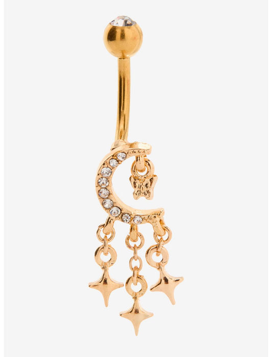14G Steel Gold Celestial Navel Barbell - US 4557