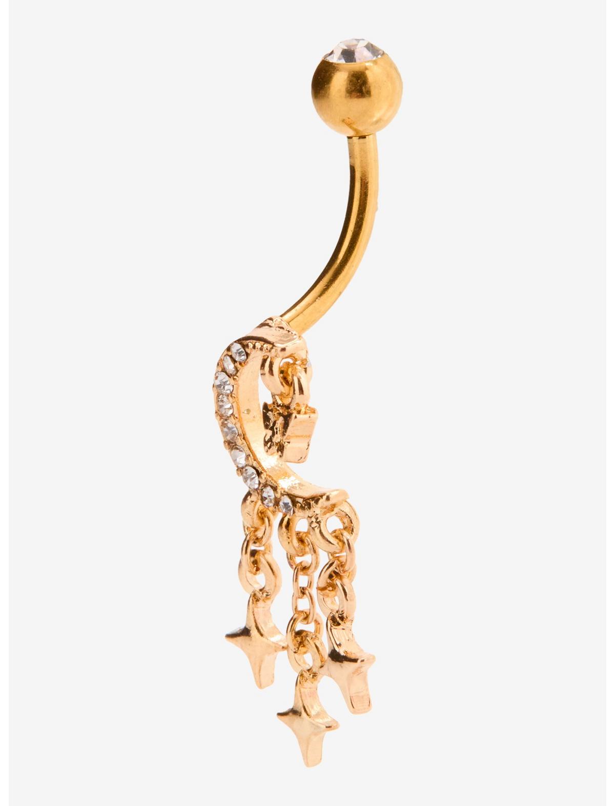 14G Steel Gold Celestial Navel Barbell - US 4557