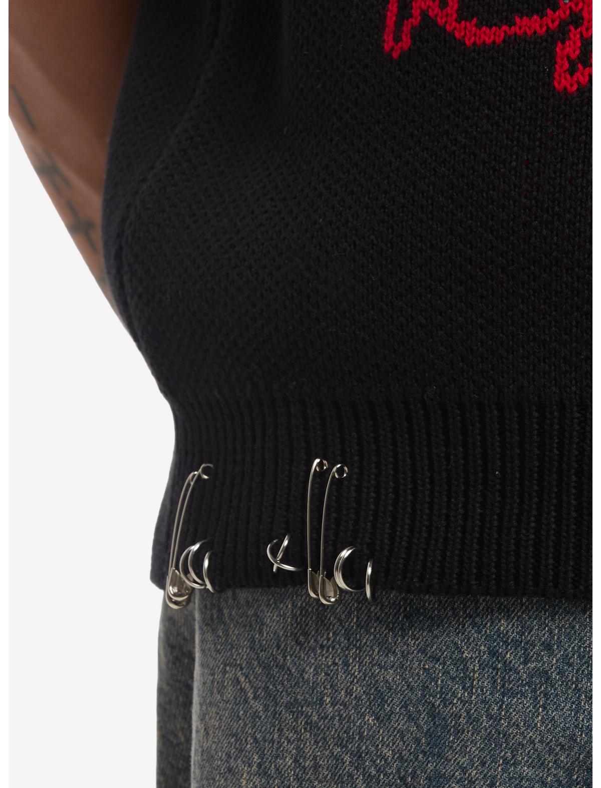 Black & Red Rib Cage Sweater Vest - US 3415