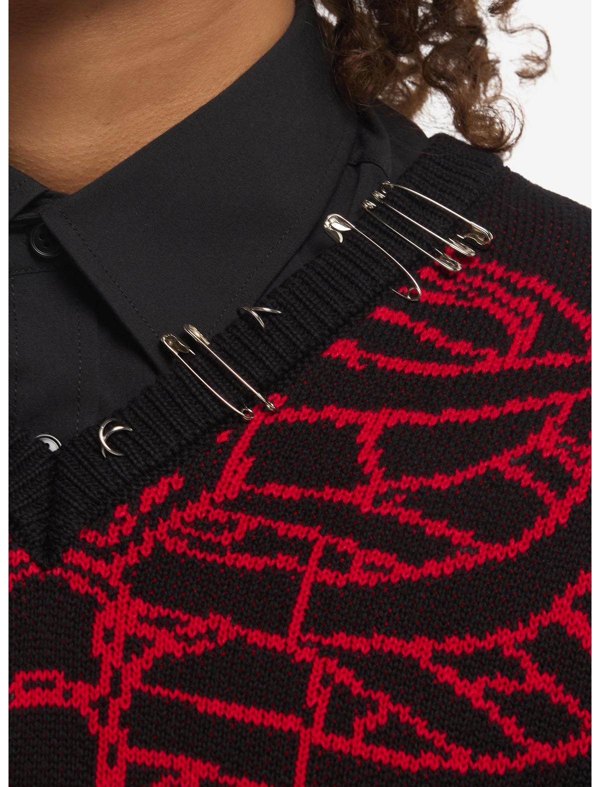 Black & Red Rib Cage Sweater Vest - US 3415