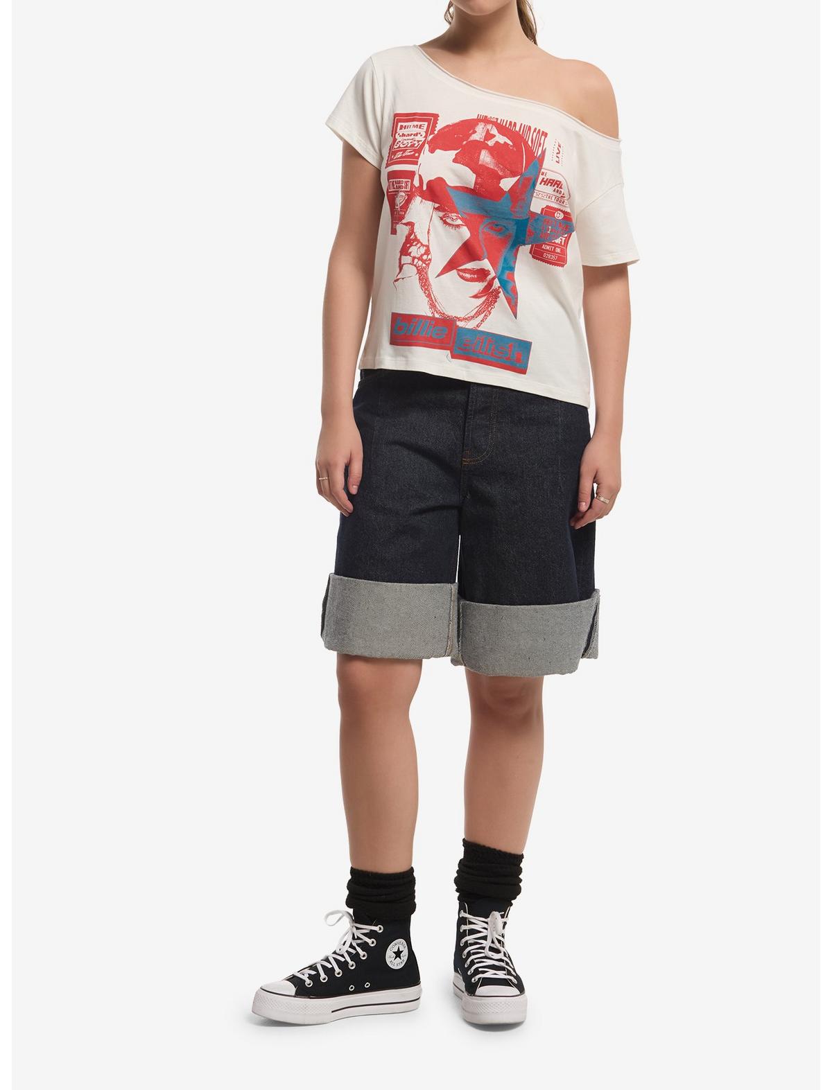 Billie Eilish Star Portrait Off-Shoulder T-Shirt - US 5484