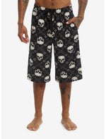 Black & Grey Skull Plaid Lounge Jorts - US 9651