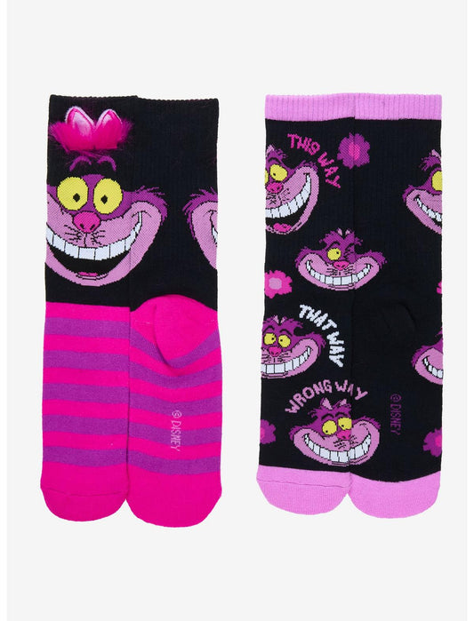 Disney Alice In Wonderland Chesire Cat Fuzzy Ear Crew Socks 2 Pair - US 3430