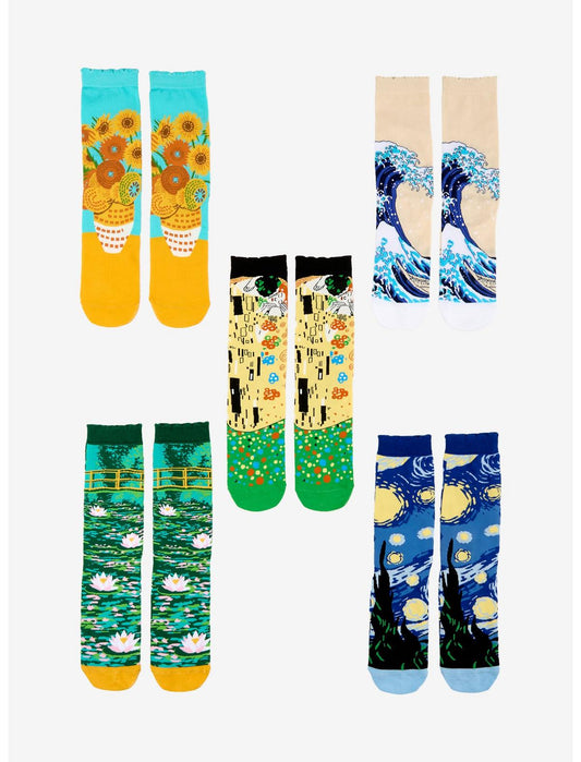 Famous Artwork Crew Socks 5 Pair - US 4054